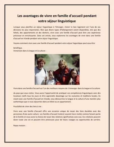 Les avantages de vivre en famille d\'accueil pendant votre séjour linguistique