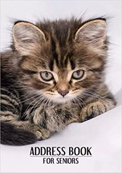 (READ)-Address Book for Seniors Large Print Address Book with Alphabet Index A4 Size Cute Kitten Design
