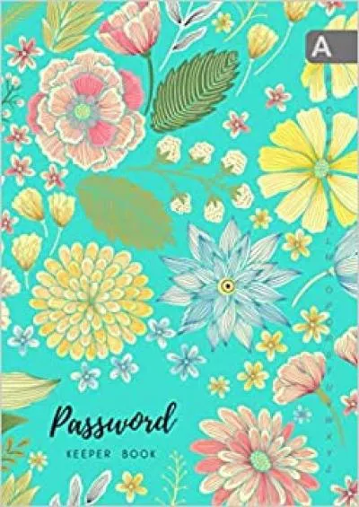 (BOOS)-Password Keeper Book B6 Small Login Notebook Organizer with A-Z Alphabetical Tabs Printed | Hand-Drawn Vintage Floral Design Turquoise