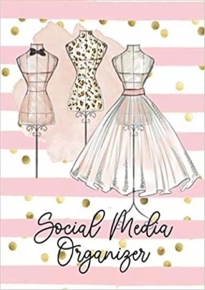 (BOOK)-Social Media Organizer Influencer Social Media Planner Pink White Stripe