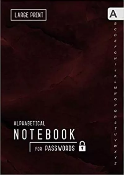 (EBOOK)-Notebook for Passwords A5 Medium Internet Log Book Organizer with Alphabetical Tabs | Marble Red Black Design