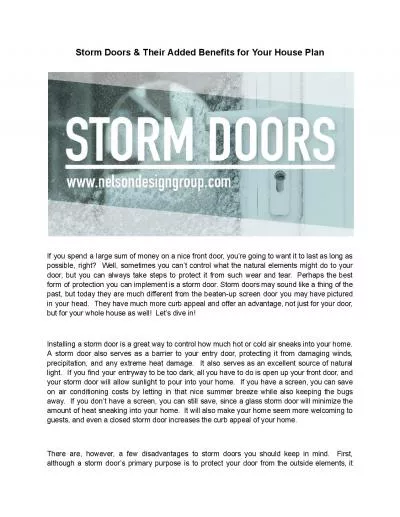Storm Doors & Their Added Benefits for Your House Plan