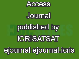 An Open Access Journal published by ICRISATSAT ejournal ejournal.icris