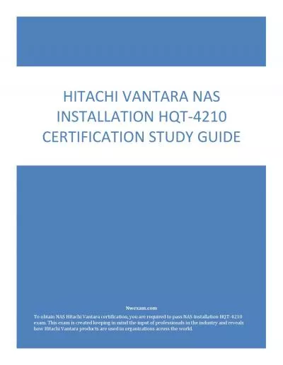 Hitachi Vantara NAS Installation HQT-4210 Certification Study Guide