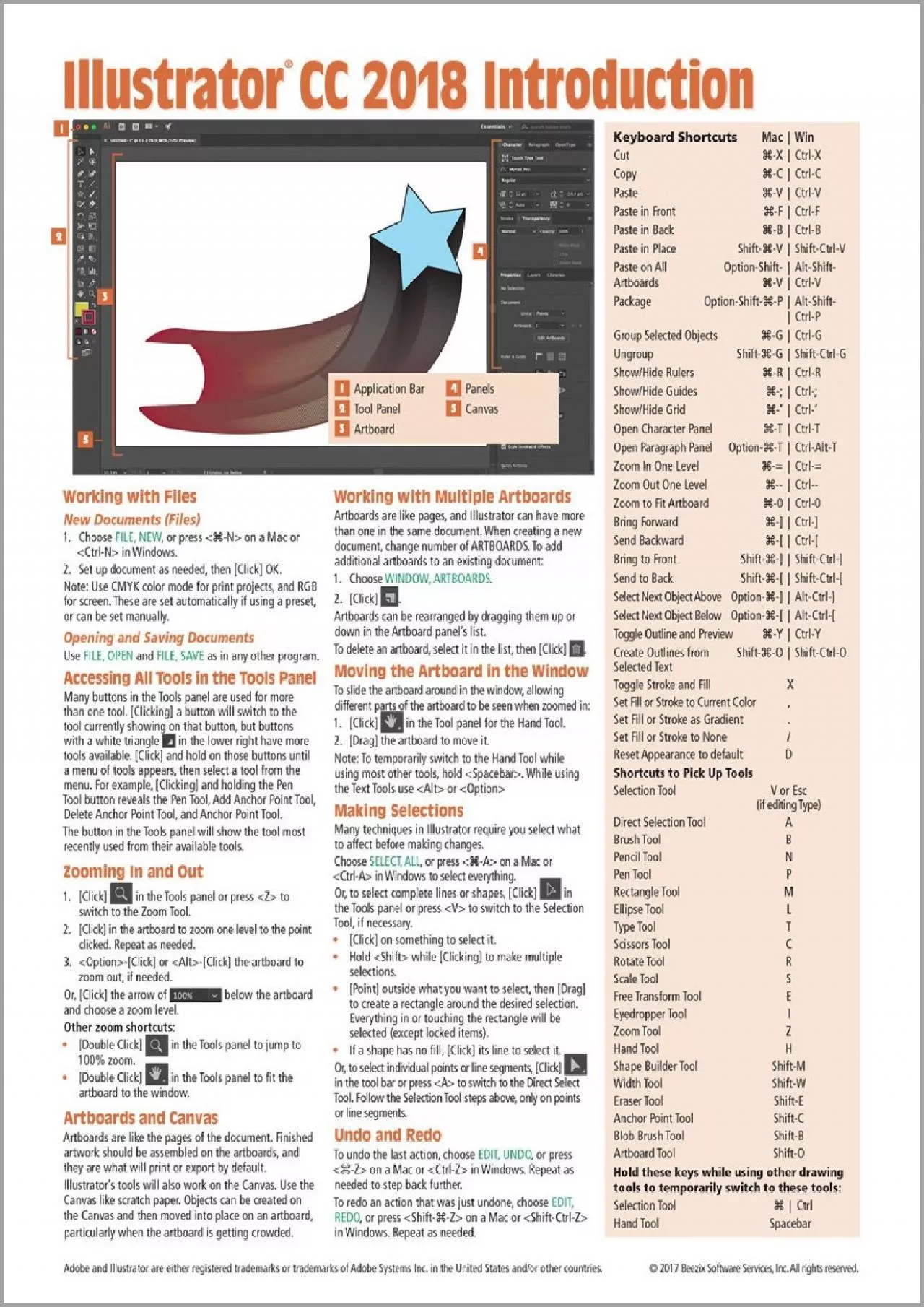 (BOOK)-Adobe Illustrator CC 2018 Introduction Quick Reference Guide (Cheat Sheet of Instructions,