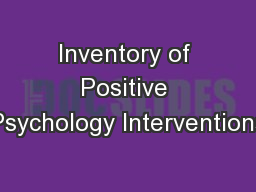 Inventory of Positive Psychology Interventions