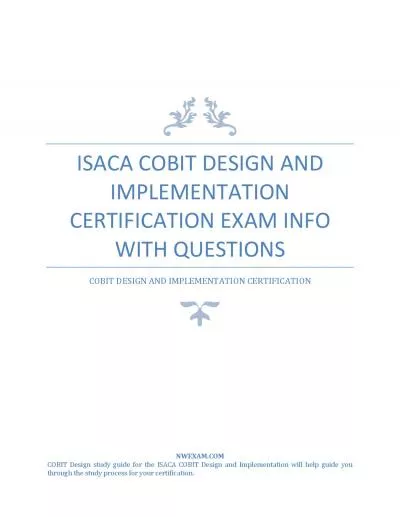 ISACA COBIT Design and Implementation Certification Exam Info with Questions