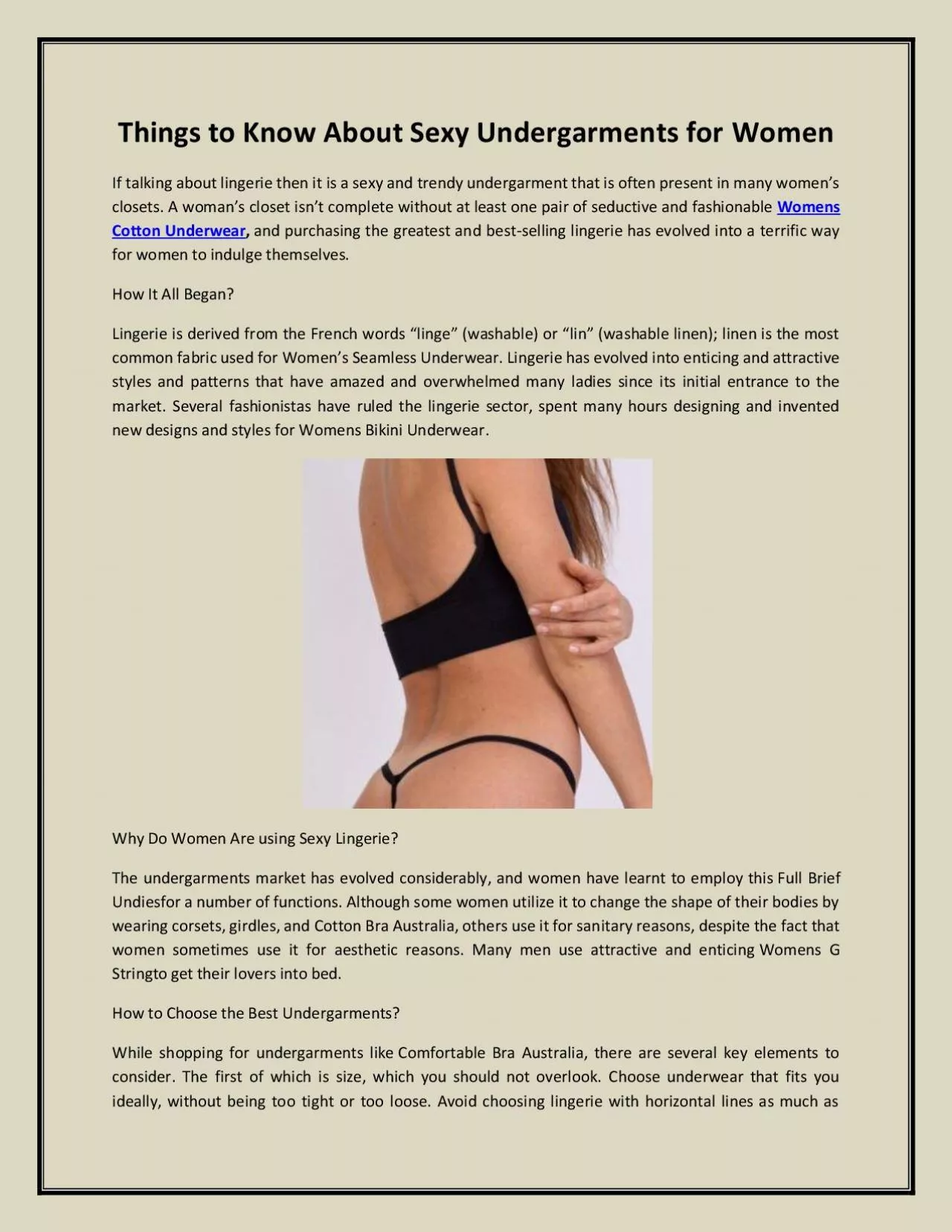 PDF-Things to Know About Sexy Undergarments for Women