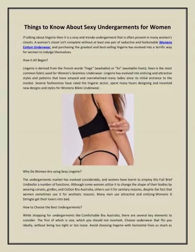 Things to Know About Sexy Undergarments for Women