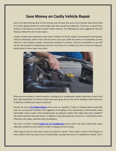 Save Money on Costly Vehicle Repair