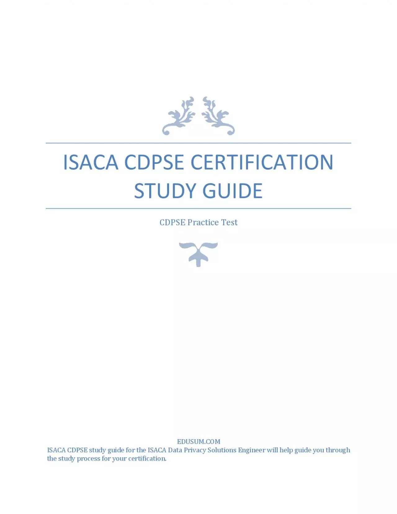 PDF-ISACA CDPSE CERTIFICATION STUDY GUIDE