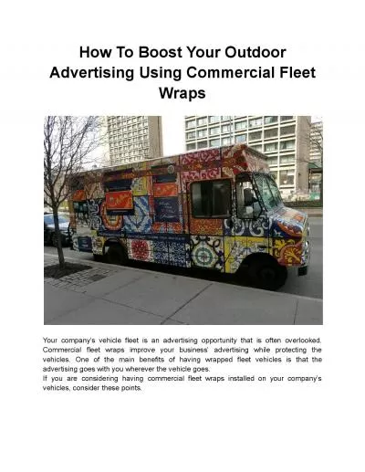 How To Boost Your Outdoor Advertising Using Commercial Fleet Wraps
