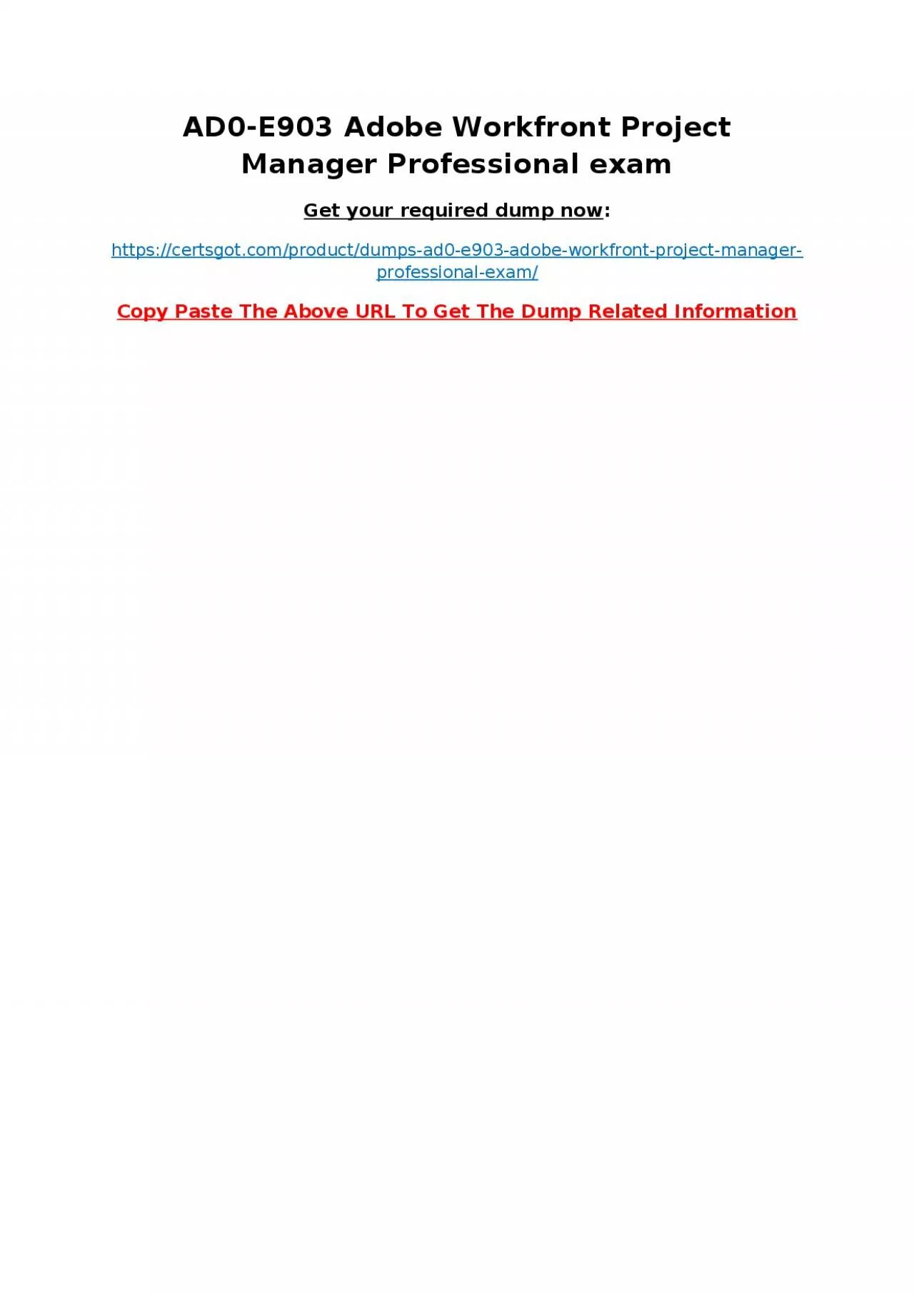 PDF-AD0-E903 Adobe Workfront Project Manager Professional exam