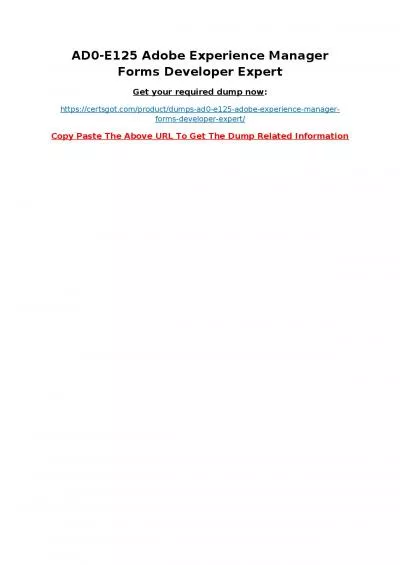 AD0-E125 Adobe Experience Manager Forms Developer Expert Certification dump