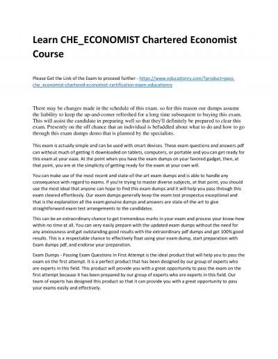 Learn CHE_ECONOMIST Chartered Economist Practice Course  