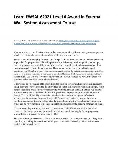Learn EWSAL 62021 Level 6 Award in External Wall System Assessment Practice Course