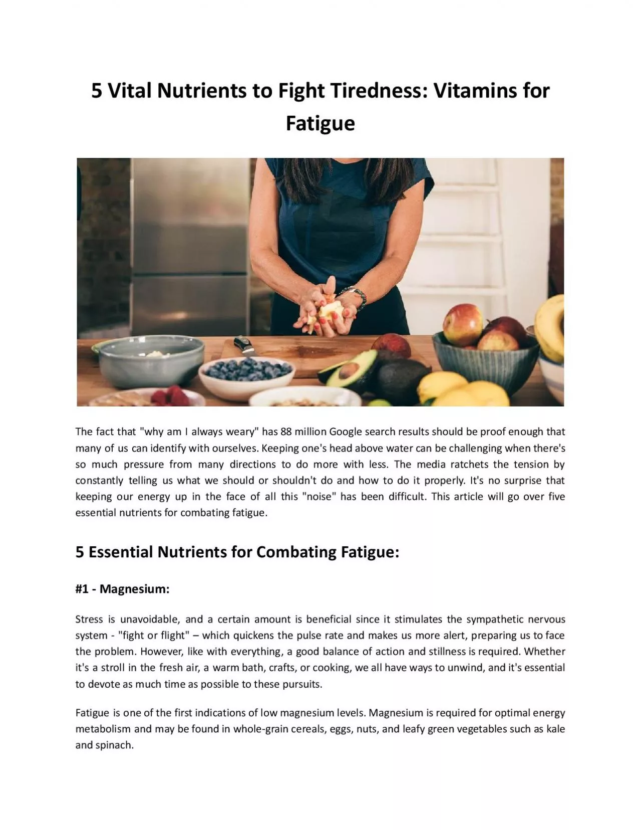 PDF-5 Vital Nutrients to Fight Tiredness - Vitamins for Fatigue - Vigour Pharmacy