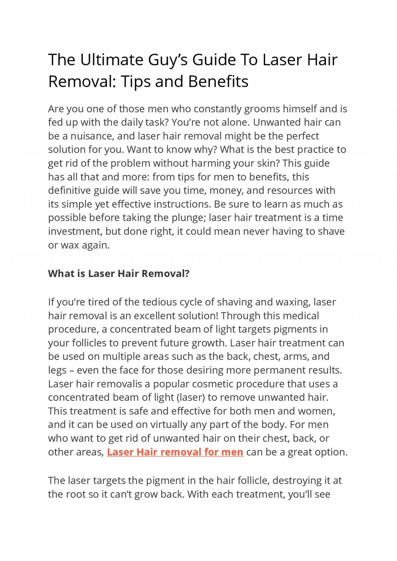 PDF-The Ultimate Guy’s Guide To Laser Hair Removal Tips and Benefits