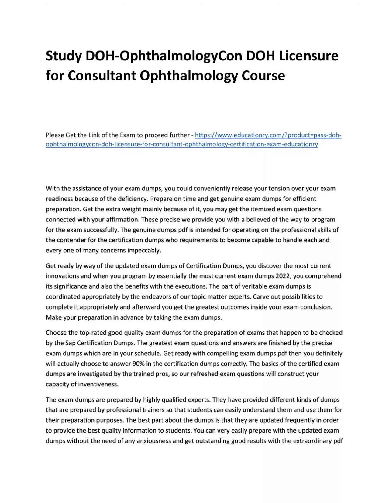 PDF-Study DOH-OphthalmologyCon DOH Licensure for Consultant Ophthalmology Practice Course