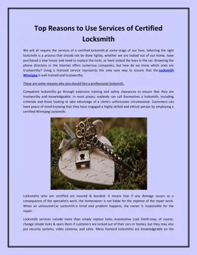 Top Reasons to Use Services of Certified Locksmith