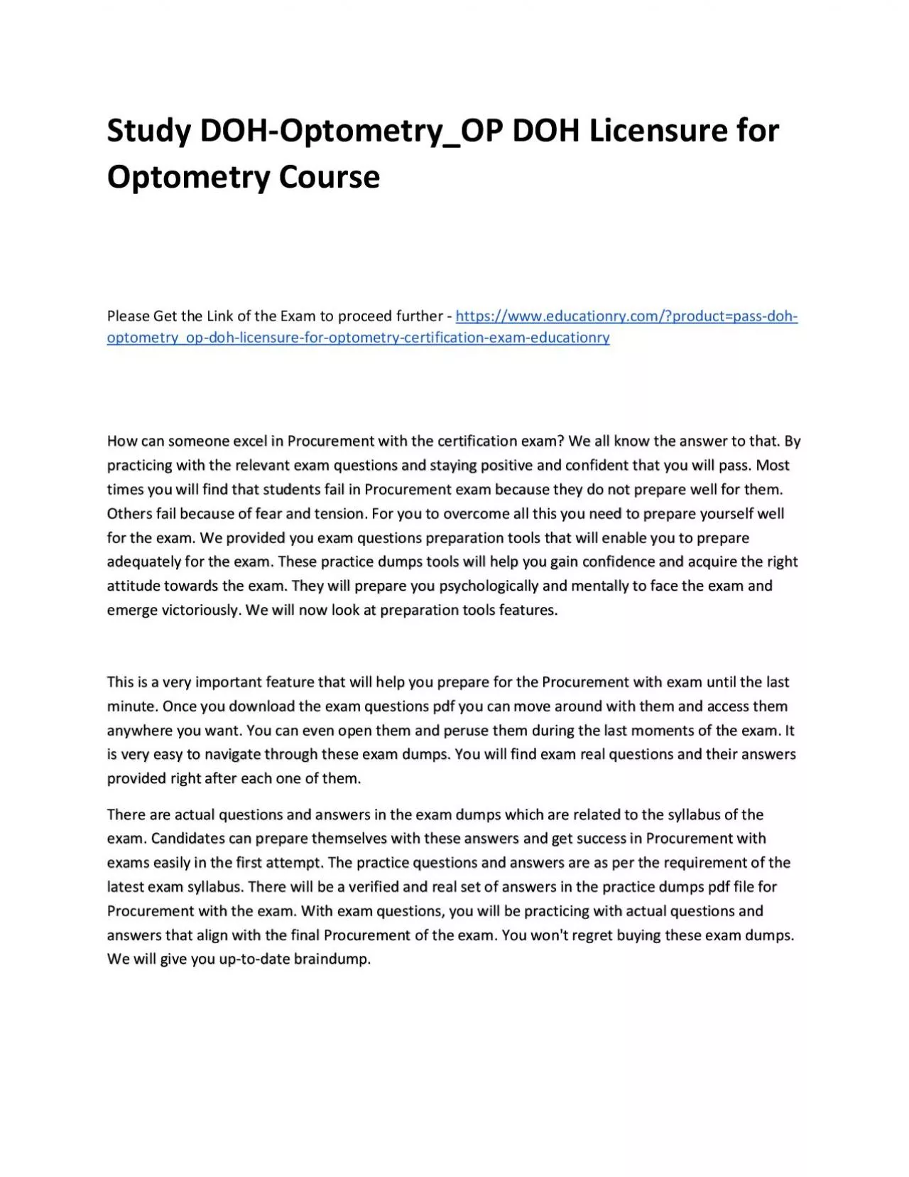 PDF-Study DOH-Optometry_OP DOH Licensure for Optometry Practice Course