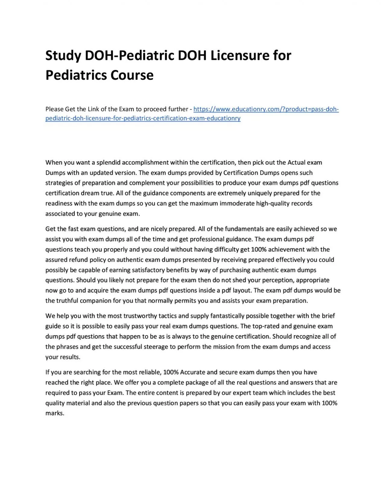 PDF-Study DOH-Pediatric DOH Licensure for Pediatrics Practice Course