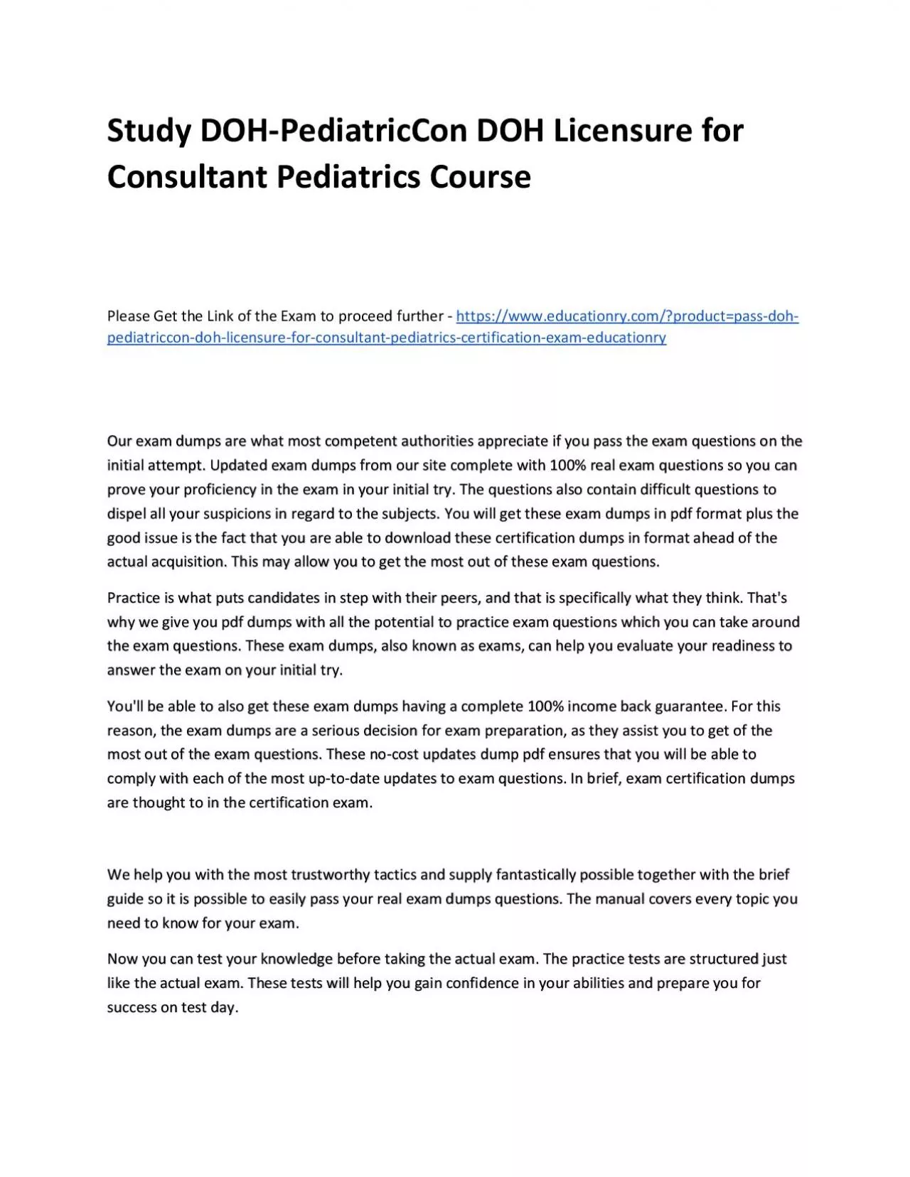 PDF-Study DOH-PediatricCon DOH Licensure for Consultant Pediatrics Practice Course