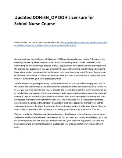 Updated DOH-SN_OP DOH Licensure for School Nurse Practice Course