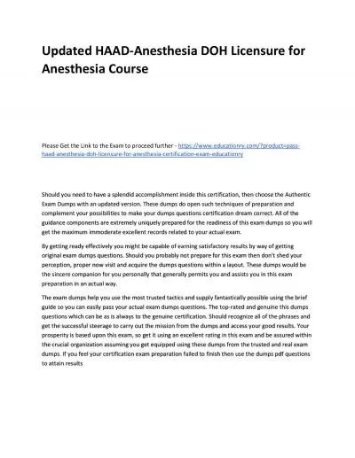 Updated HAAD-Anesthesia DOH Licensure for Anesthesia Practice Course