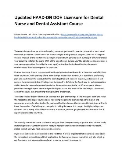 Updated HAAD-DN DOH Licensure for Dental Nurse and Dental Assistant Practice Course