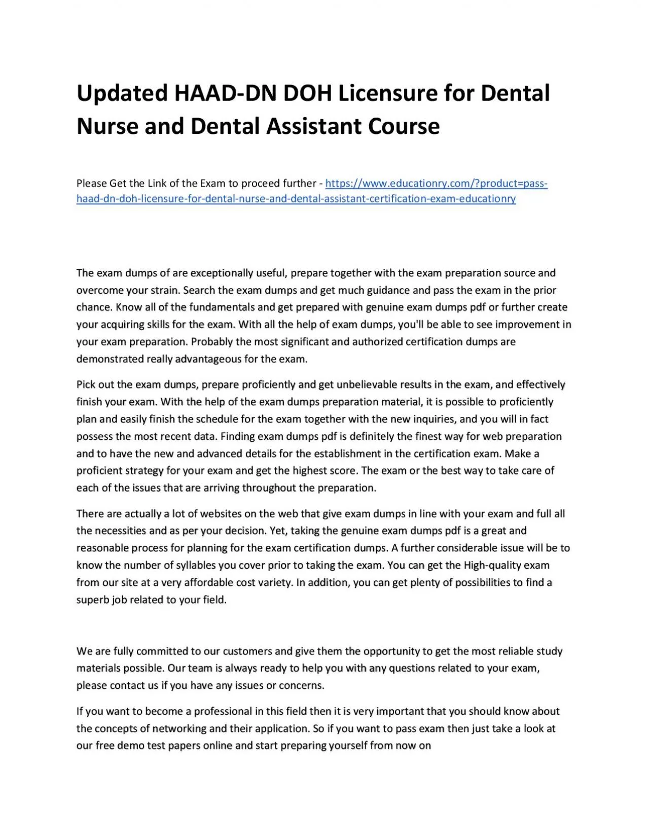 PDF-Updated HAAD-DN DOH Licensure for Dental Nurse and Dental Assistant Practice Course