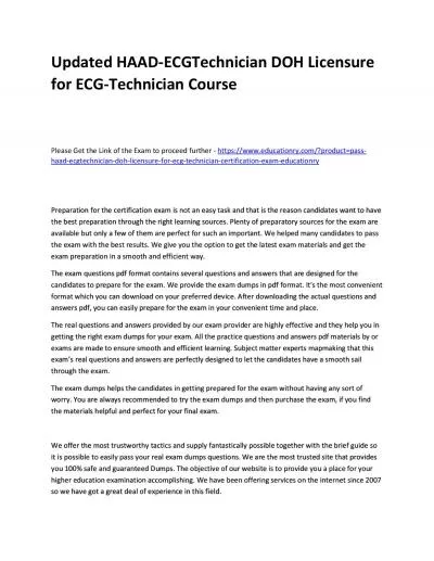 Updated HAAD-ECGTechnician DOH Licensure for ECG-Technician Practice Course