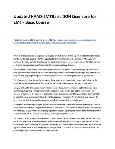 Updated HAAD-EMTBasic DOH Licensure for EMT - Basic Practice Course