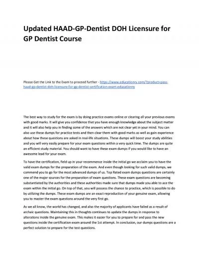 Updated HAAD-GP-Dentist DOH Licensure for GP Dentist Practice Course