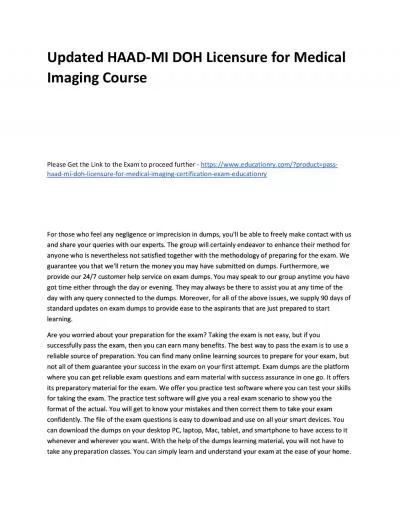 Updated HAAD-MI DOH Licensure for Medical Imaging Practice Course