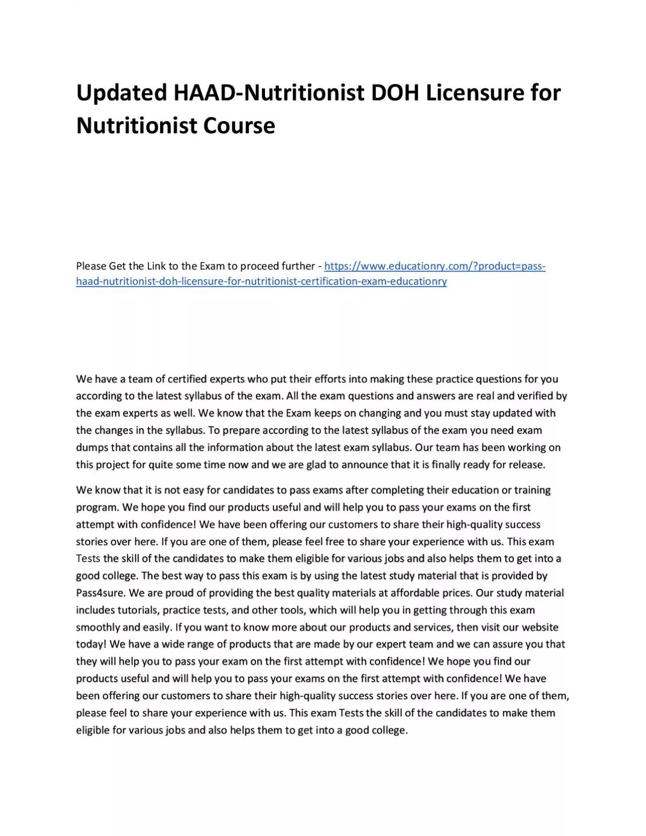 PDF-Updated HAAD-Nutritionist DOH Licensure for Nutritionist Practice Course