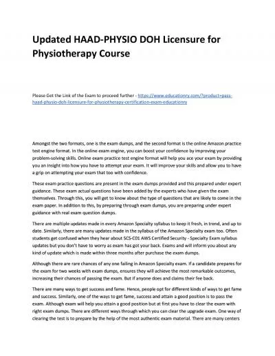 Updated HAAD-PHYSIO DOH Licensure for Physiotherapy Practice Course