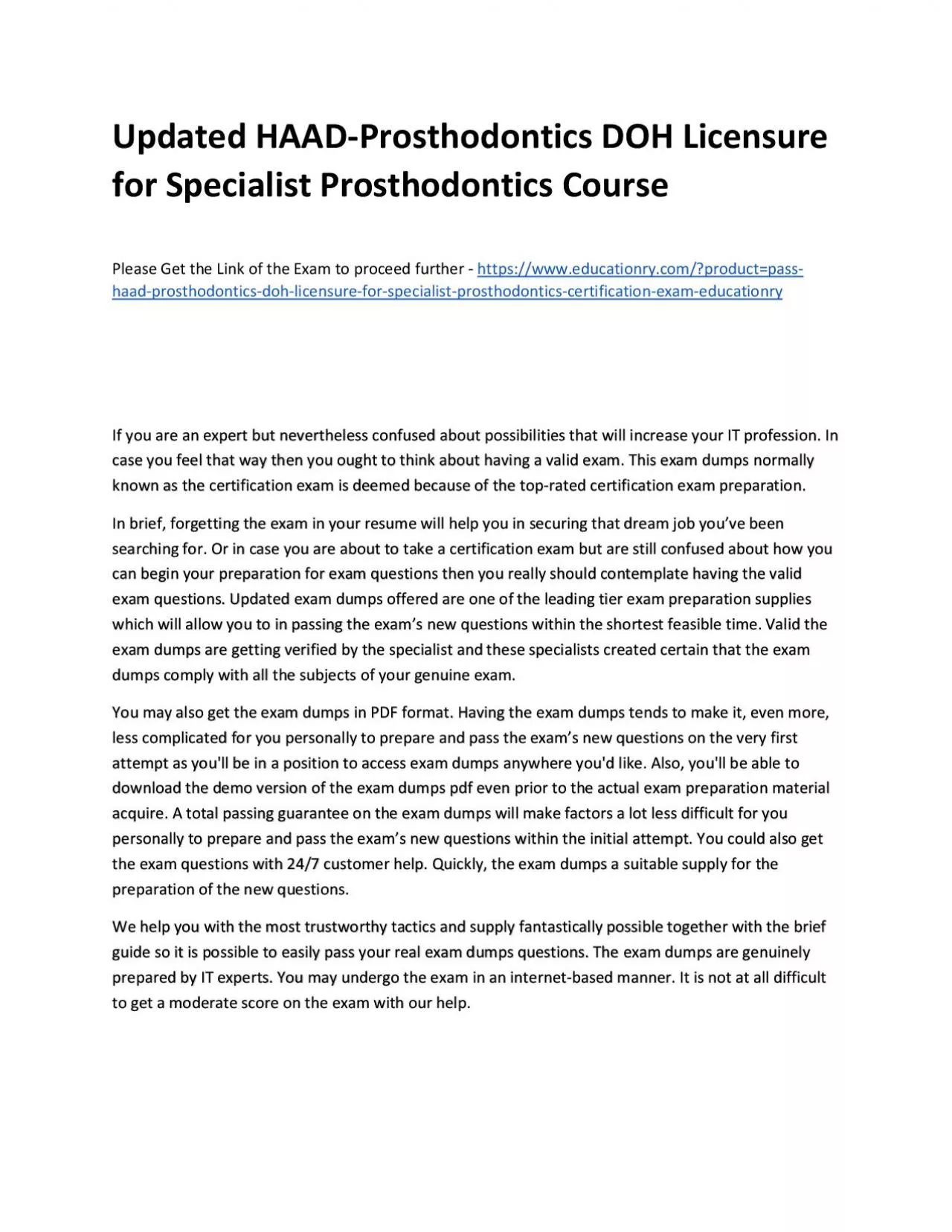 PDF-Updated HAAD-Prosthodontics DOH Licensure for Specialist Prosthodontics Practice Course