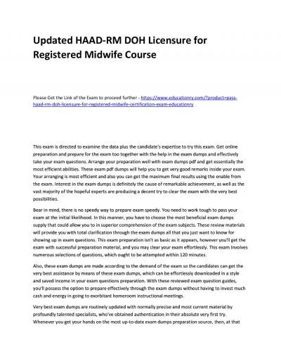 Updated HAAD-RM DOH Licensure for Registered Midwife Practice Course