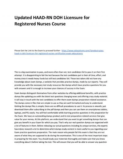 Updated HAAD-RN DOH Licensure for Registered Nurses Practice Course