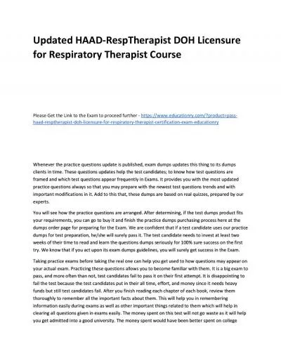 Updated HAAD-RespTherapist DOH Licensure for Respiratory Therapist Practice Course