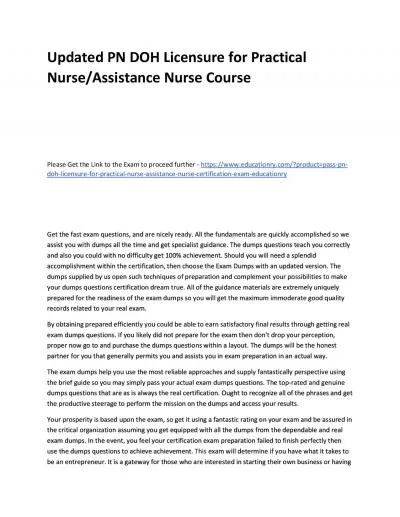 Updated PN DOH Licensure for Practical Nurse/Assistance Nurse Practice Course