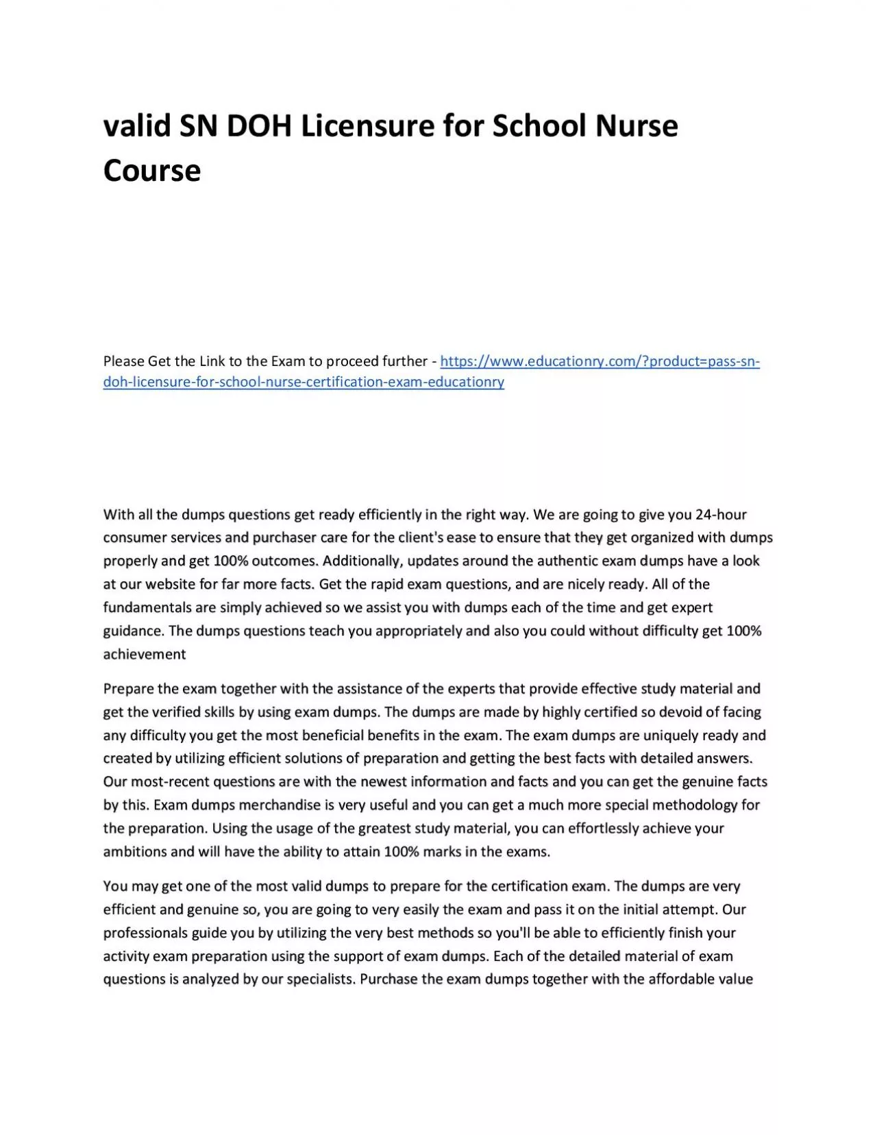 PDF-Valid SN DOH Licensure for School Nurse Practice Course