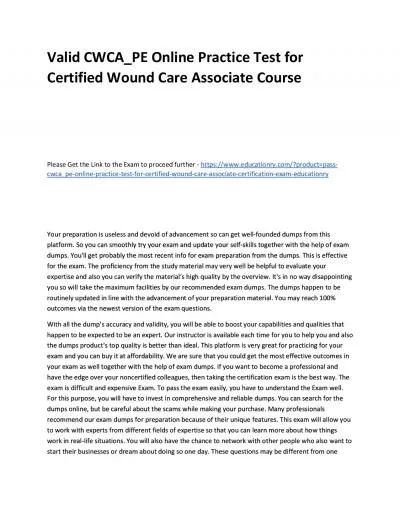 Valid CWCA_PE Online Practice Test for Certified Wound Care Associate Practice Course
