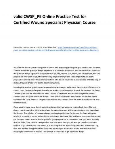 Valid CWSP_PE Online Practice Test for Certified Wound Specialist Physician Practice Course