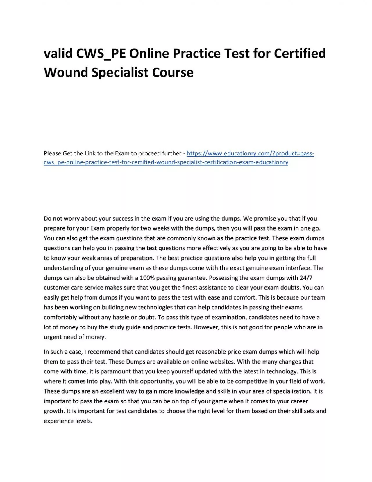 PDF-Valid CWS_PE Online Practice Test for Certified Wound Specialist Practice Course