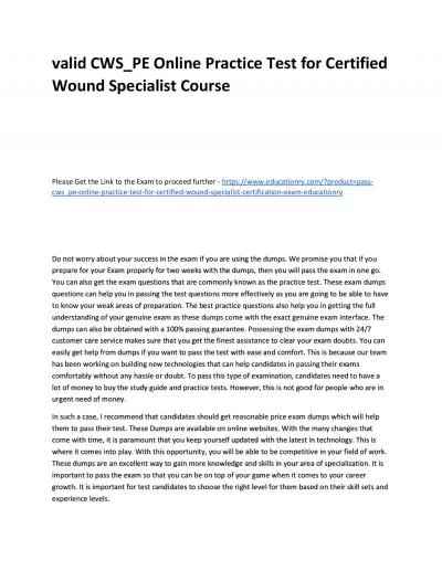 Valid CWS_PE Online Practice Test for Certified Wound Specialist Practice Course
