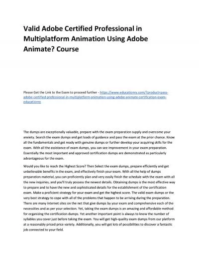 Valid Adobe Certified Professional in Multiplatform Animation Using Adobe Animate Practice