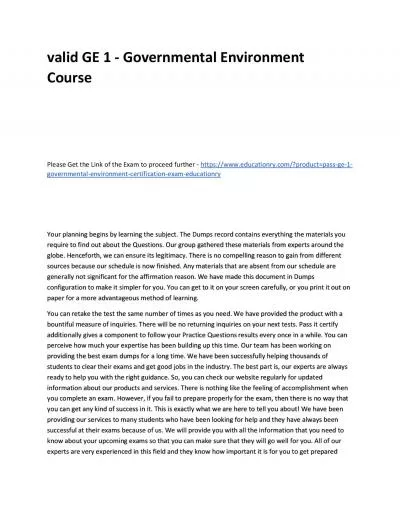 Valid GE 1 - Governmental Environment Practice Course