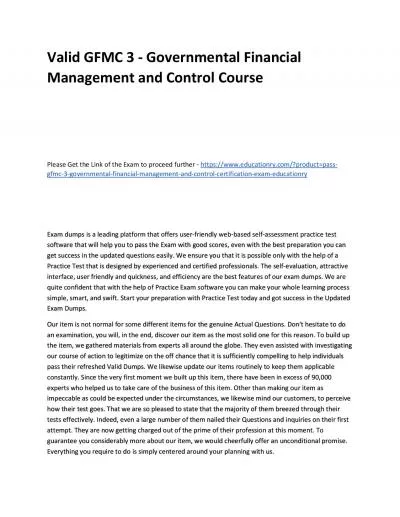 Valid GFMC 3 - Governmental Financial Management and Control Practice Course